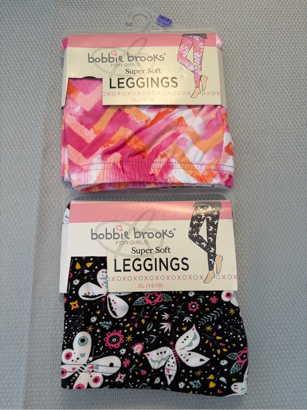 Garanimals Girls' Pink & Black Butterfly Chevron Leggings - 2 Pack